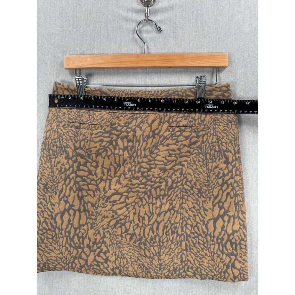 Ann Taylor LOFT Brown Tan Jacquard Abstract Animal Print Mini Skirt Size 4 - Picture 3 of 8